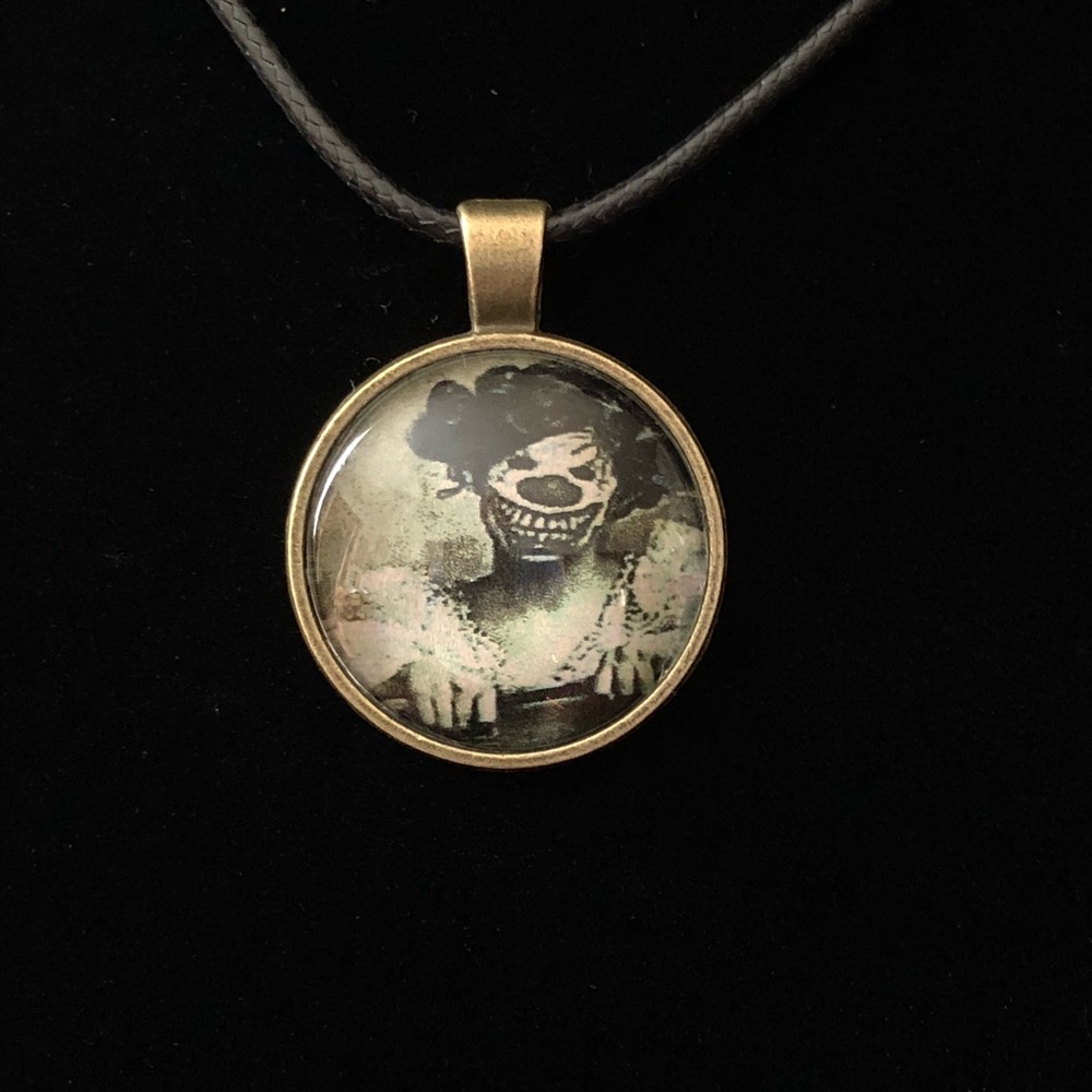 Goth clown inspired charm and necklace